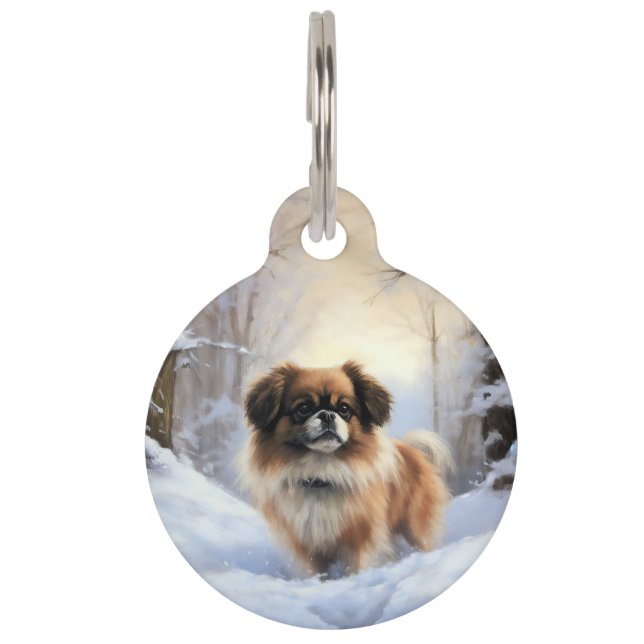 Tibetan Spaniel Let It Snow Christmas  Pet Tag (Front)