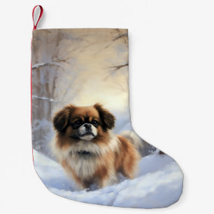 Tibetan Spaniel Let It Snow Christmas  Small Christmas Stocking