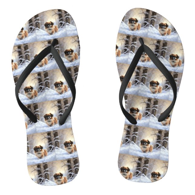 Tibetan Spaniel Let It Snow Christmas  Thongs (Footbed)
