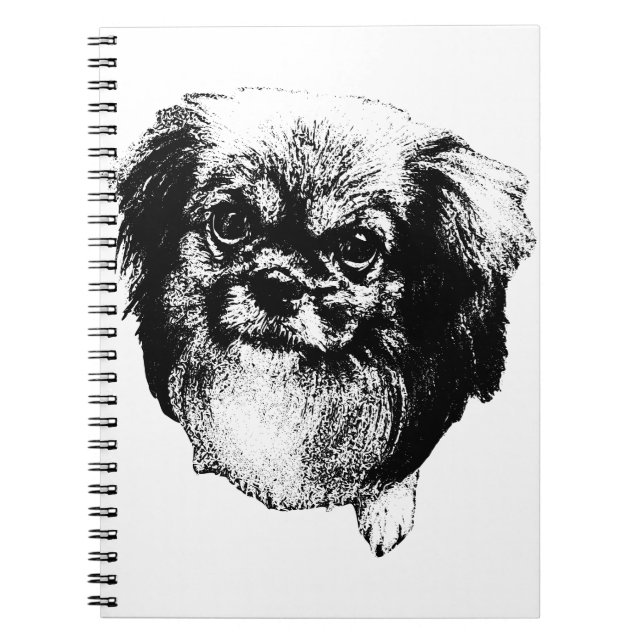 Tibetan Spaniel Notebook – Bold Ink Dog Face (Front)