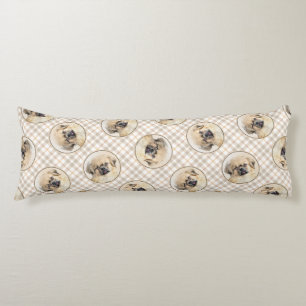 Tibetan Spaniel Painting Cream and White Dog Art Body Cushion