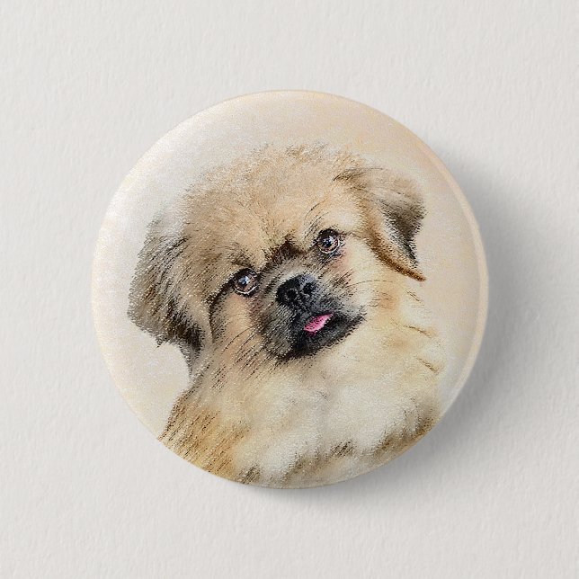 Tibetan Spaniel Painting - Cute Original Dog Art 6 Cm Round Badge (Front)