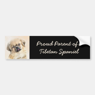 Tibetan Spaniel Painting - Cute Original Dog Art Bumper Sticker