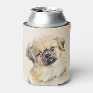 Tibetan Spaniel Painting - Cute Original Dog Art Can Cooler