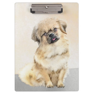 Tibetan Spaniel Painting - Cute Original Dog Art Clipboard