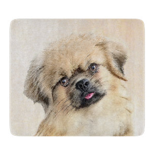 Tibetan Spaniel Painting - Cute Original Dog Art Cutting Board