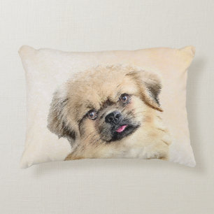 Tibetan Spaniel Painting - Cute Original Dog Art Decorative Cushion