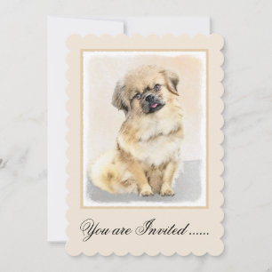 Tibetan Spaniel Painting - Cute Original Dog Art Invitation