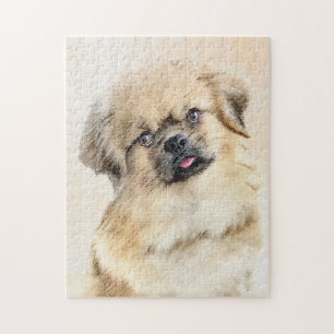 Tibetan Spaniel Painting - Cute Original Dog Art Jigsaw Puzzle