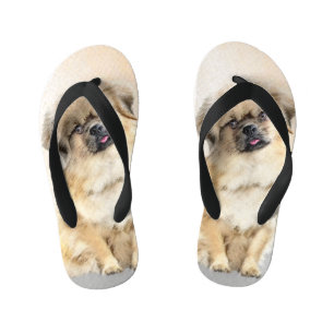 Tibetan Spaniel Painting - Cute Original Dog Art Kid's Thongs