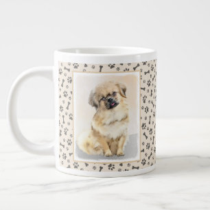 Tibetan Spaniel Painting - Cute Original Dog Art Large Coffee Mug