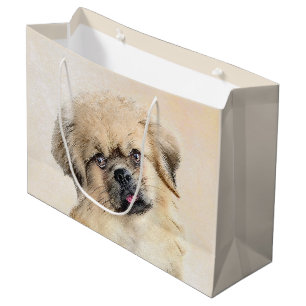 Tibetan Spaniel Painting - Cute Original Dog Art Large Gift Bag