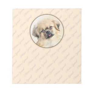 Tibetan Spaniel Painting - Cute Original Dog Art Notepad