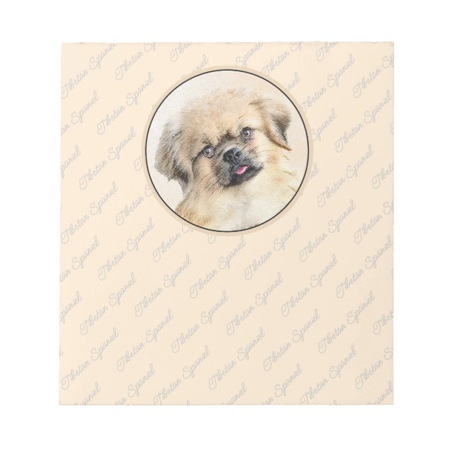 Tibetan Spaniel Painting - Cute Original Dog Art Notepad (Front)