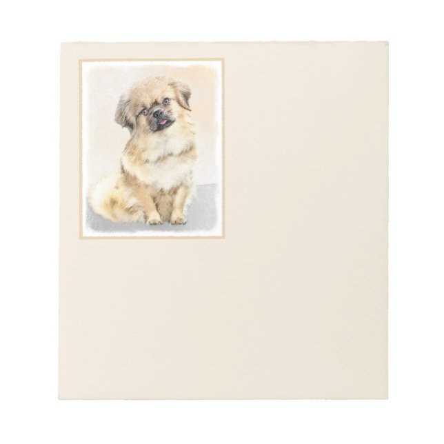 Tibetan Spaniel Painting - Cute Original Dog Art Notepad (Front)