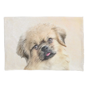 Tibetan Spaniel Painting - Cute Original Dog Art Pillowcase