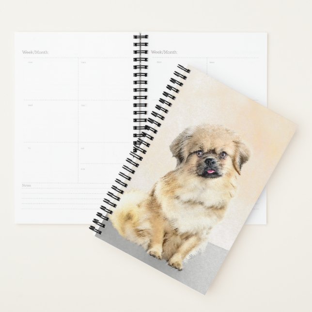 Tibetan Spaniel Painting - Cute Original Dog Art Planner (Display)