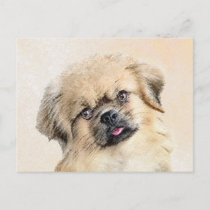 Tibetan Spaniel Painting - Cute Original Dog Art Postcard