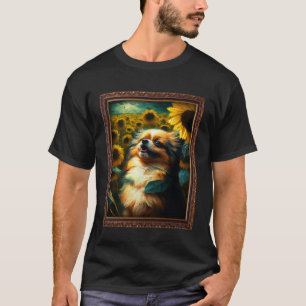 Tibetan Spaniel Painting Sunflower Flower Mum Wome T-Shirt