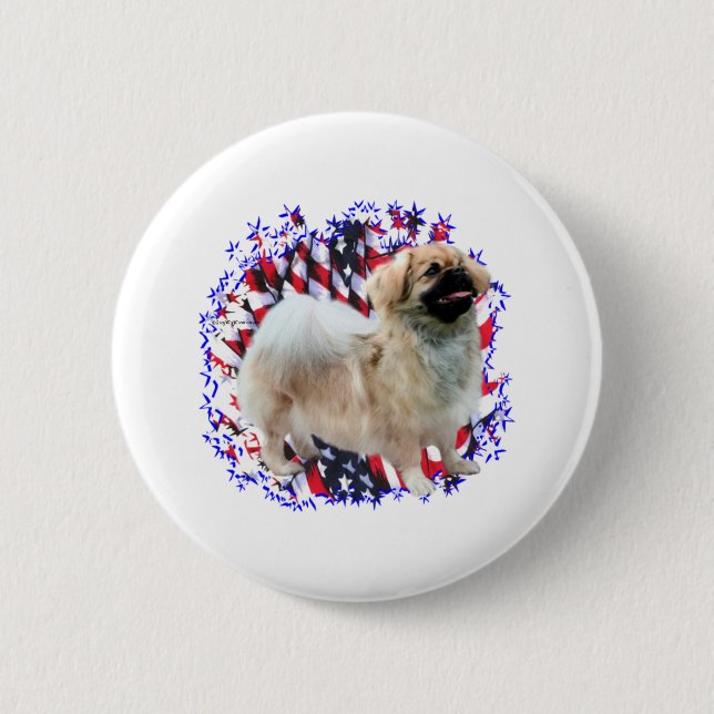 Tibetan Spaniel Patriot 6 Cm Round Badge (Front)