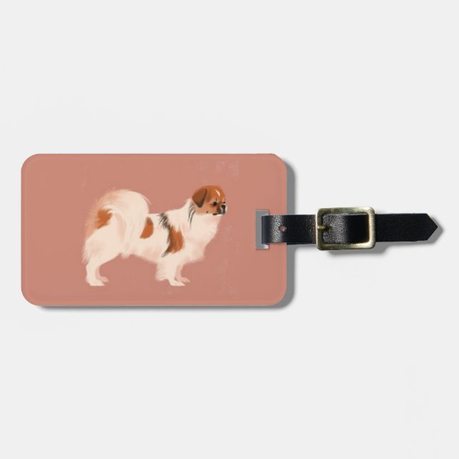 Tibetan Spaniel (Sable Parti) Luggage Tag  (Front Horizontal)