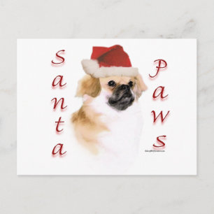 Tibetan Spaniel Santa Paws Holiday Postcard