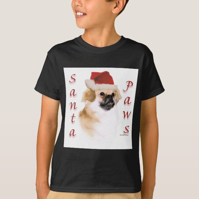 Tibetan Spaniel Santa Paws T-Shirt (Front)
