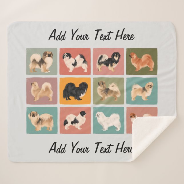 Tibetan Spaniel Sherpa Blanket (Front (Horizontal))