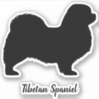 Tibetan Spaniel Silhouette Dog Breed Vinyl Sticker