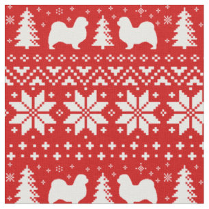 Tibetan Spaniel Silhouettes Christmas Holiday Xmas Fabric