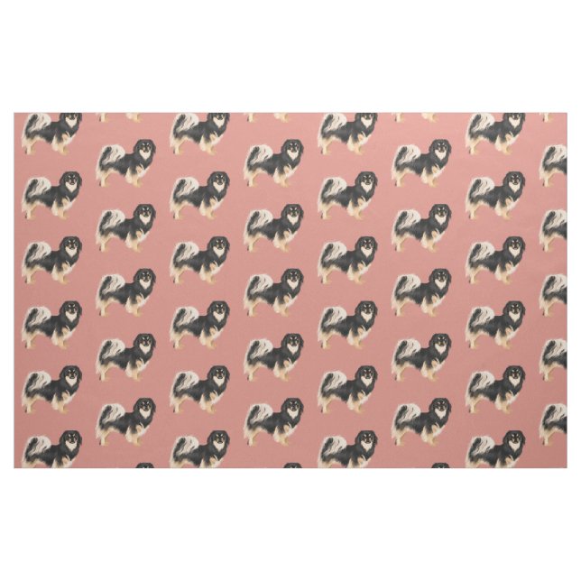 Tibetan Spaniel (Tri) Fabric: Combed Cotton (56" w Fabric (Fat Quarter)