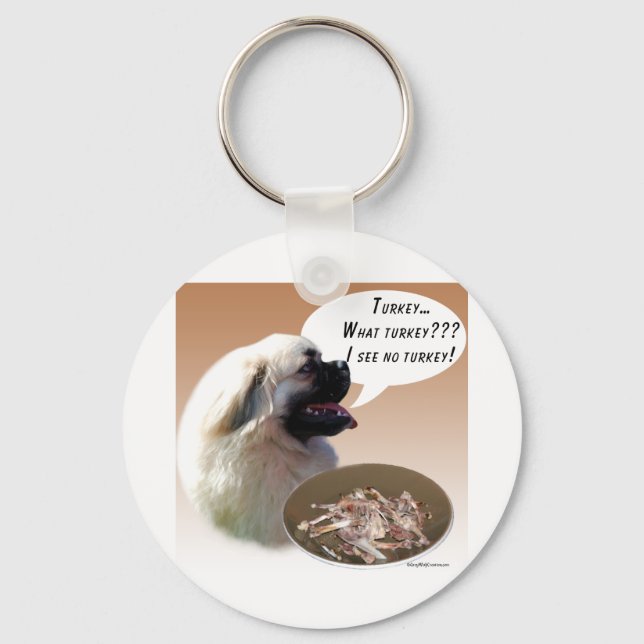 Tibetan Spaniel Turkey Key Ring (Front)