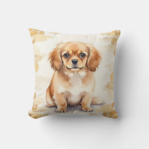 Tibetan Spaniel Watercolor Cloud Scroll Art Cushion