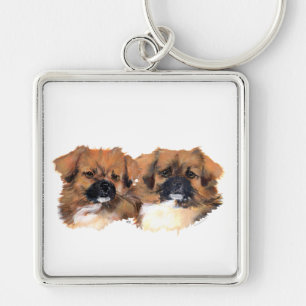 Tibetan Spaniels Head Study Key Ring