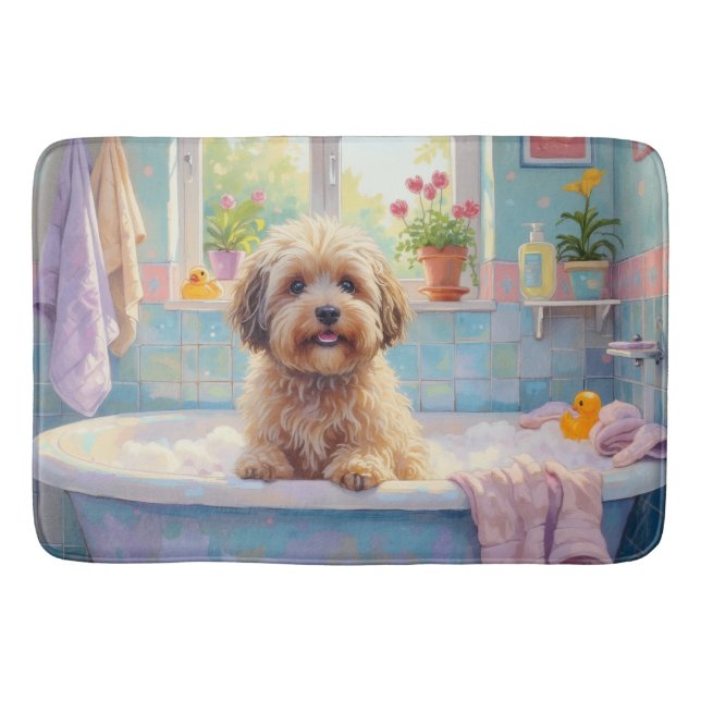 Tibetan Terrier Bath Time Fluffy Bathroom Decor Mat (Front)