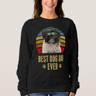 Tibetan Terrier Best Dog Dad Ever Retro Sunset Sweatshirt
