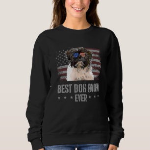 Tibetan Terrier Best Dog Mum Ever Retro Usa Americ Sweatshirt