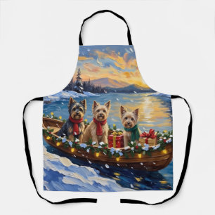 Tibetan Terrier Christmas Boat Holiday Apron