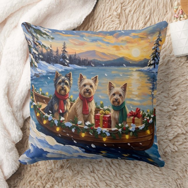 Tibetan Terrier Christmas Boat Holiday Cushion (Blanket)