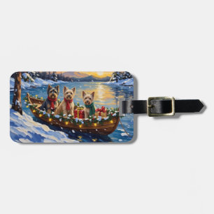 Tibetan Terrier Christmas Boat Holiday Luggage Tag