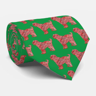 Tibetan Terrier Christmas Dog Silhouette Green Tie