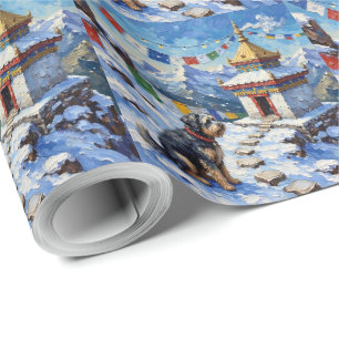 Tibetan Terrier Christmas Prayer Flags Holiday Wrapping Paper
