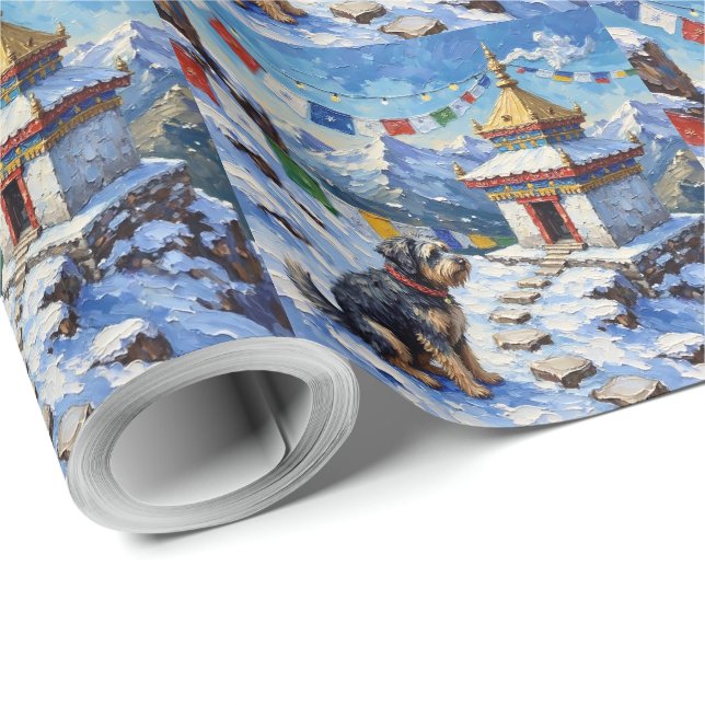 Tibetan Terrier Christmas Prayer Flags Holiday Wrapping Paper (Roll Corner)
