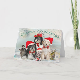 Tibetan Terrier Christmas With Friends Holiday Card