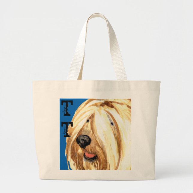 Tibetan Terrier Colour Block Large Tote Bag (Front)