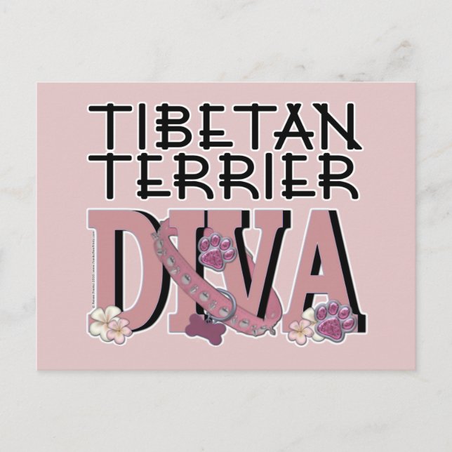 Tibetan Terrier DIVA Postcard (Front)