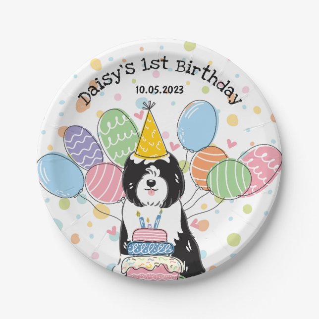 Tibetan Terrier Dog Birthday Party Paper Plates (Front)