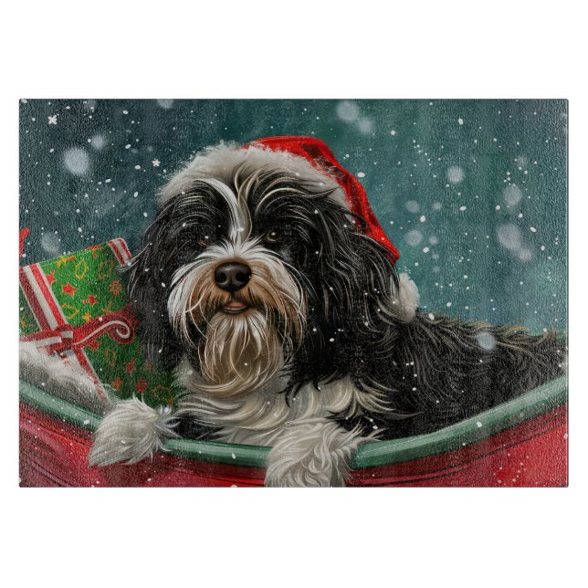 Tibetan Terrier Dog Christmas Festive  Cutting Board (Front)