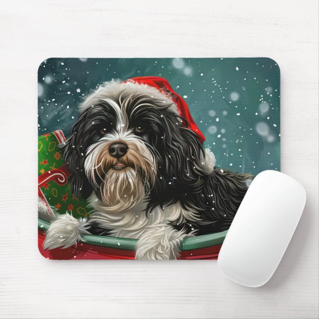Tibetan Terrier Dog Christmas Festive  Mouse Pad (With Mouse)