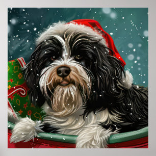 Tibetan Terrier Dog Christmas Festive  Poster